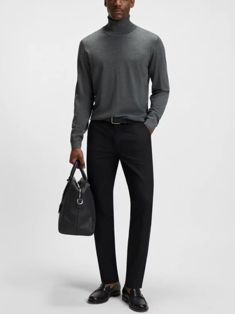 HUGO BOSS, sivý sveter z merino vlny, XL/42/14