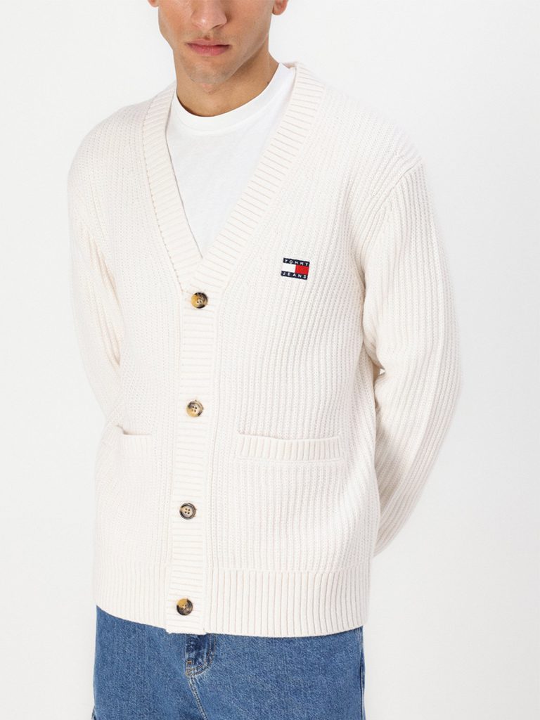 TOMMY HILFIGER, biely kardigán, M/48-50
