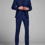 JACK&JONES PREMIUM, modrý pánsky oblek, M/48-50 lu secondhand
