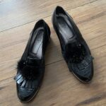Čierne LAKOVANÉ mokasíny, 40 lu secondhand