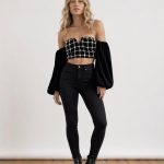 NASTY GAL, čierny top s perličkami