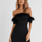NASTY GAL, čierne šaty s pierkami