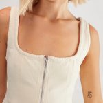 NASTY GAL, béžový rifľový top, S/36/8
