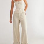 NASTY GAL, béžový rifľový top, S/36/8