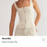 NASTY GAL, béžový rifľový top, S/36/8