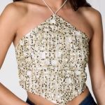 NASTY GAL, zlatý letný top, XS/34/6