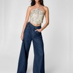 NASTY GAL, zlatý letný top, XS/34/6