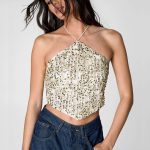 NASTY GAL, zlatý letný top, XS/34/6